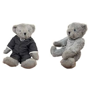 Vermont Teddy Bear Company Jointed Gray 16" with Blue Signature Eyes Gray Suit